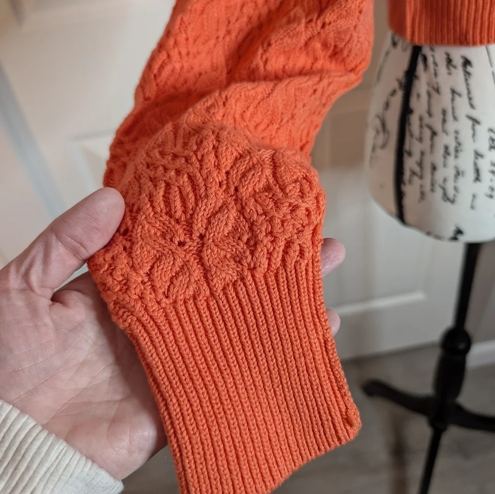 NWT Free People Orange Cable-Knit Wrap Sweater